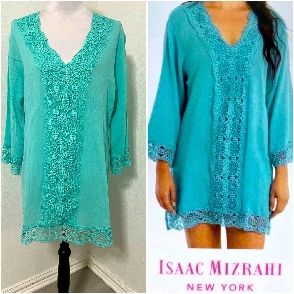 Isaac Mizrahi Women’s Medium Daisy Crochet Trim Swim Cover Up NWOT Lightweight
